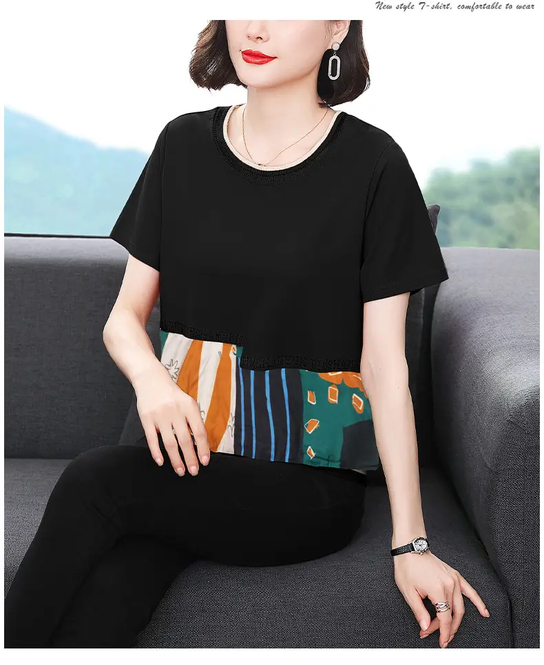 Women's 2023 Loose Round Neck T-Shirt Large Size — feature 9