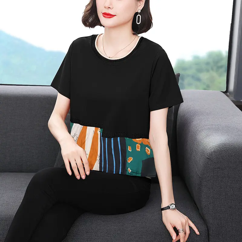 Women's 2023 Loose Round Neck T-Shirt Large Size - Image 2