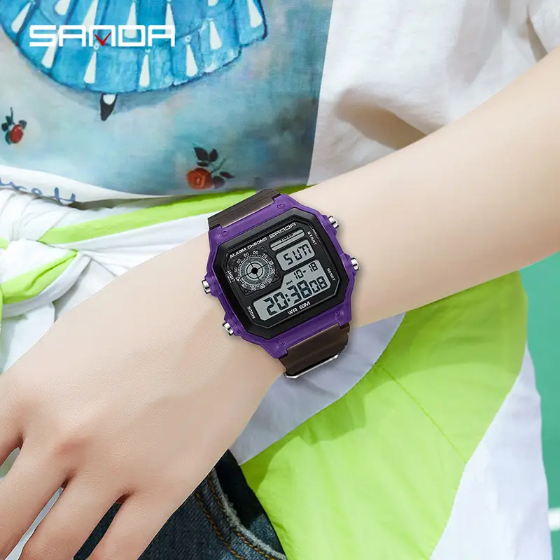 Sanda Transparent Square Digital Watch for Men Women - Image 10