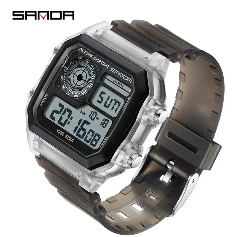 Sanda Transparent Square Digital Watch for Men Women - Image 2