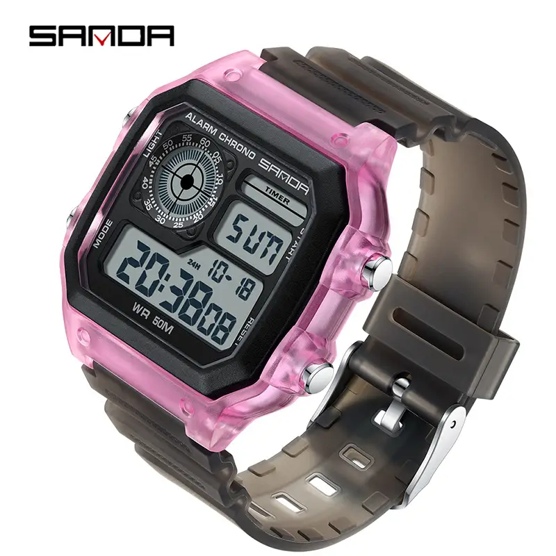 Sanda Transparent Square Digital Watch for Men Women - Image 5