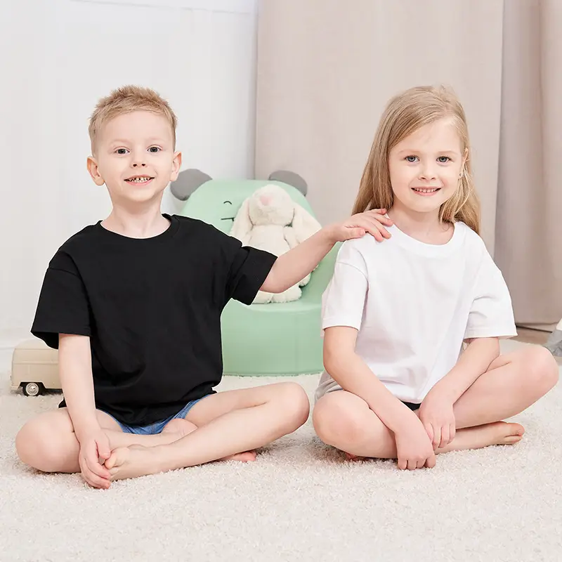 White Loose Cotton T-Shirt for Boys Girls Summer - Image 3
