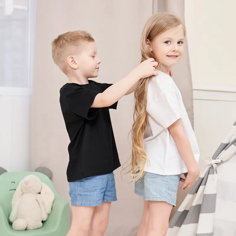 White Loose Cotton T-Shirt for Boys Girls Summer - Image 5