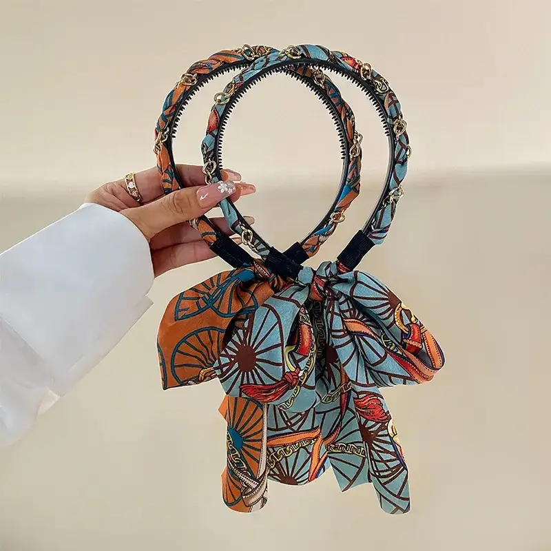 Vintage Hair Hoop with Royal Satin Fabric & Braided Ribbon — feature 10