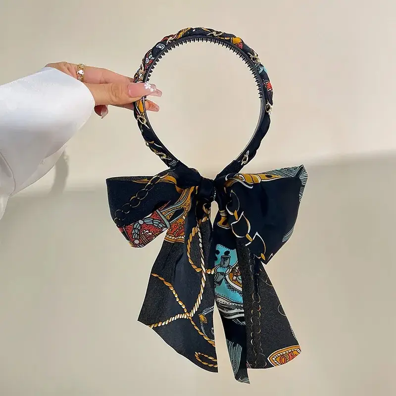 Vintage Hair Hoop with Royal Satin Fabric & Braided Ribbon — feature 11