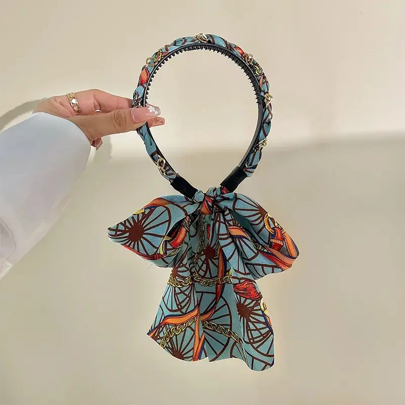 Vintage Hair Hoop with Royal Satin Fabric & Braided Ribbon — feature 12