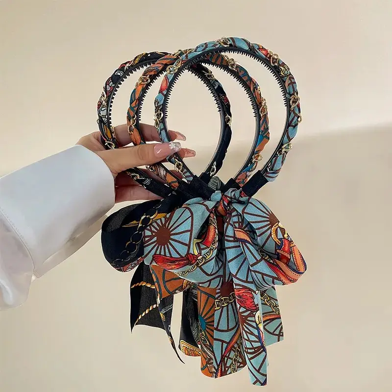 Vintage Hair Hoop with Royal Satin Fabric & Braided Ribbon — feature 8