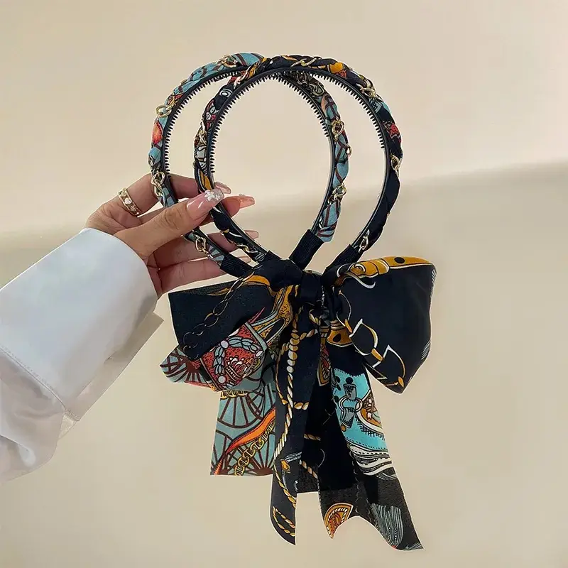 Vintage Hair Hoop with Royal Satin Fabric & Braided Ribbon — feature 9
