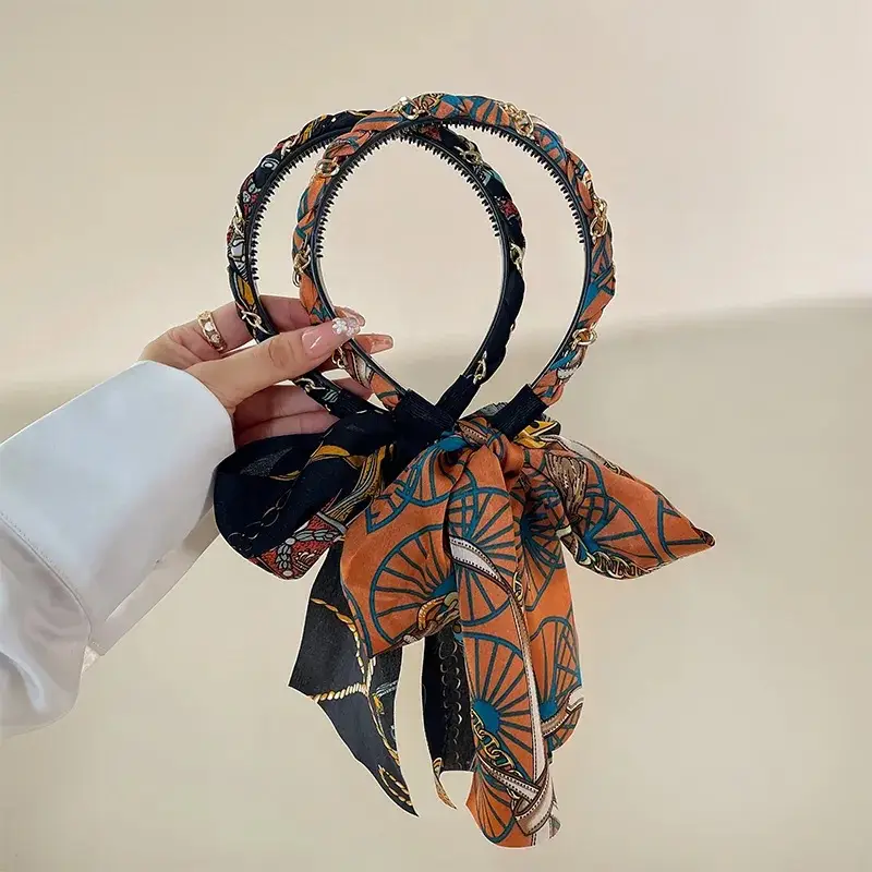 Vintage Hair Hoop with Royal Satin Fabric & Braided Ribbon - Image 6