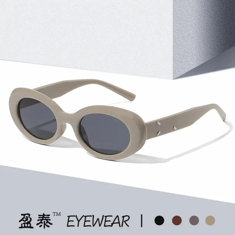 Cool Brown Black Oval Sunglasses UV Protective - Image 8