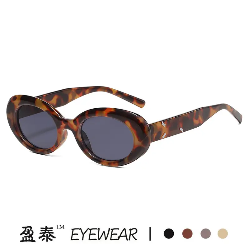 Cool Brown Black Oval Sunglasses UV Protective - Image 9