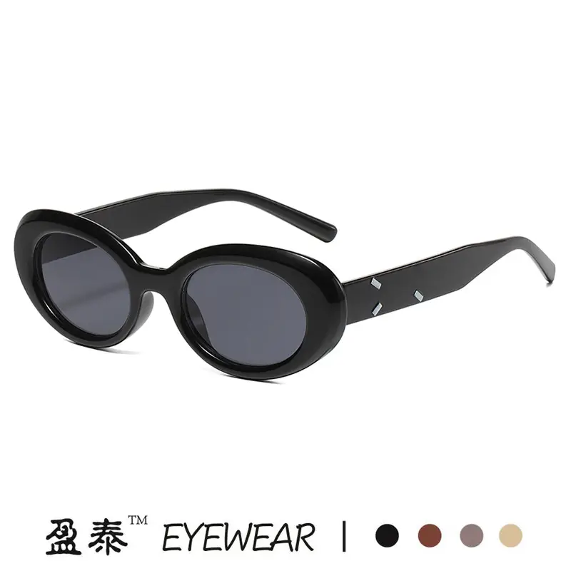 Cool Brown Black Oval Sunglasses UV Protective - Image 11