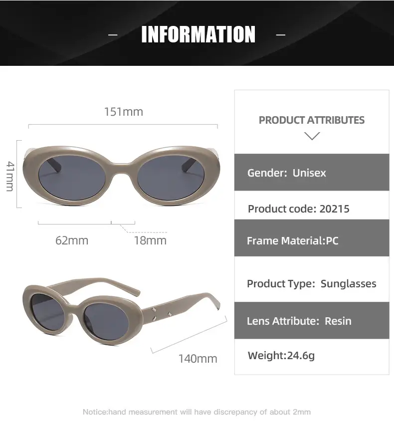 Cool Brown Black Oval Sunglasses UV Protective — feature 12