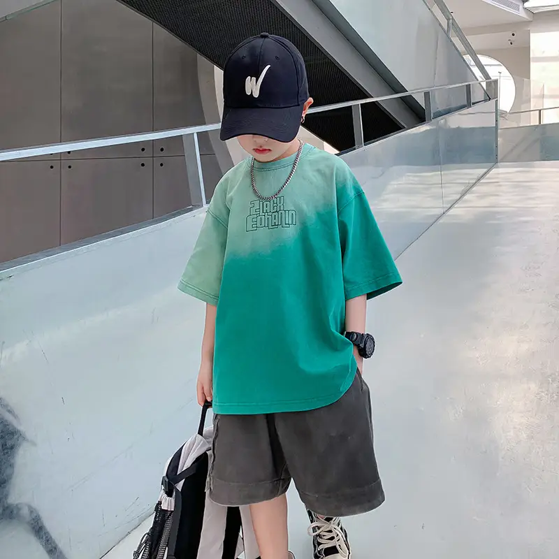 Trendy Green Gradient Boys T-Shirt Summer 2025 - Image 3