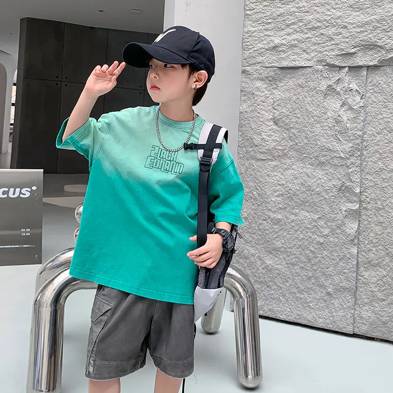 Trendy Green Gradient Boys T-Shirt Summer 2025 - Image 5