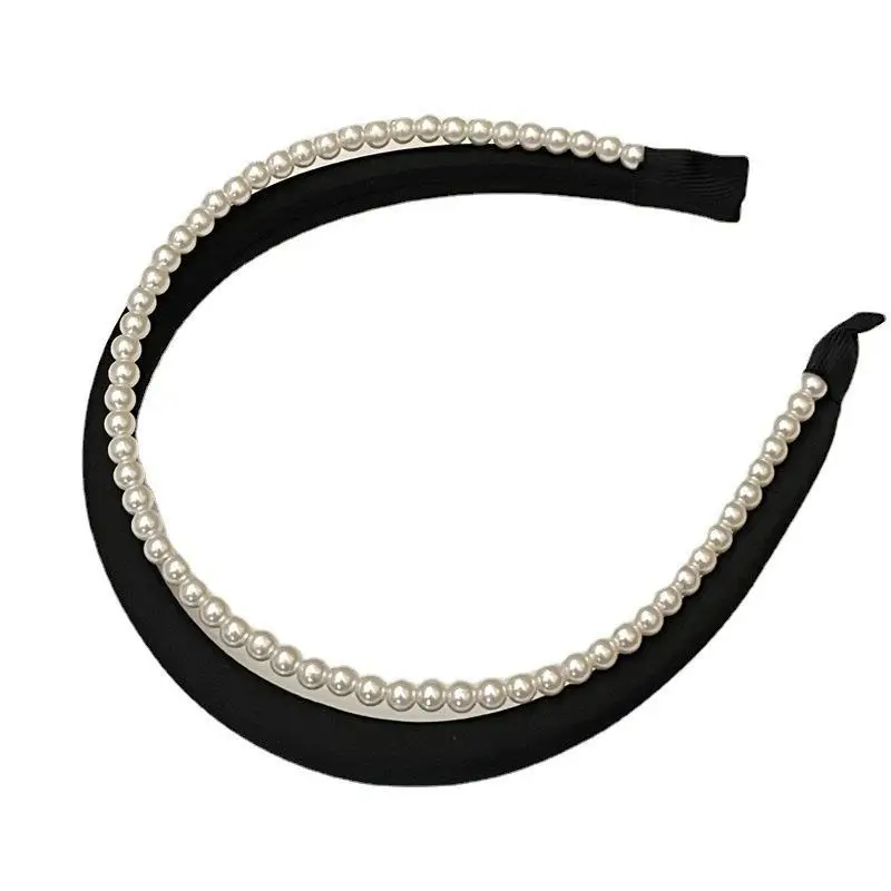 Satin Pearl Double Layer Headband for Women