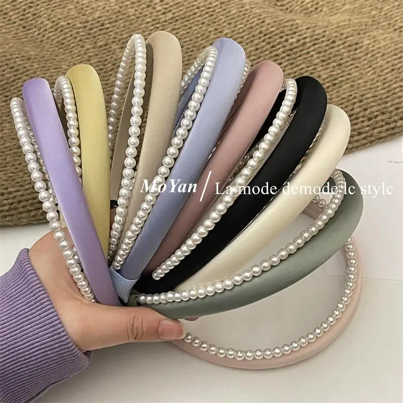 Satin Pearl Double Layer Headband for Women — feature 1