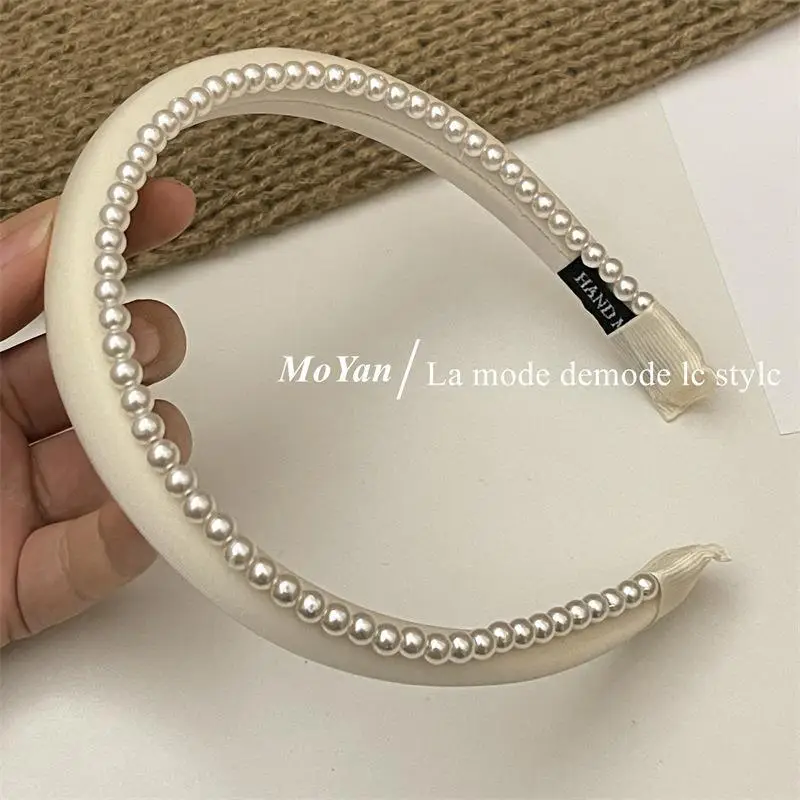 Satin Pearl Double Layer Headband for Women — feature 14