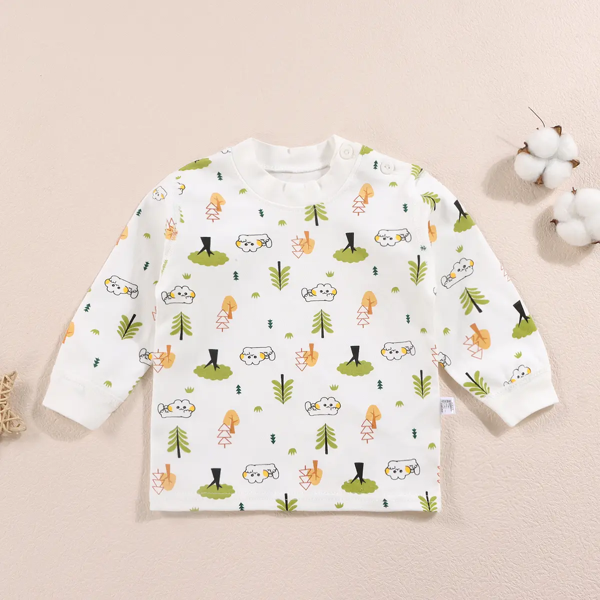 Baby Strawberry Print Cotton Pajamas Set - Image 6