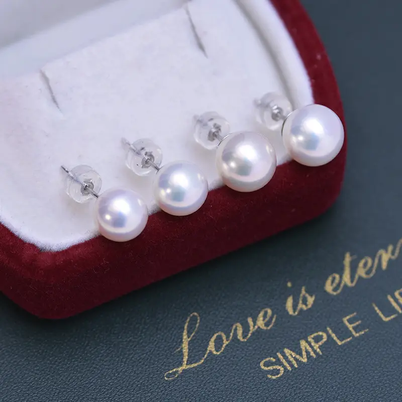 Freshwater Pearl Earrings 4-10mm White Round S925 Silver - Image 2