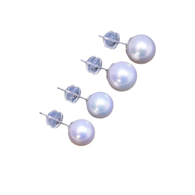 Freshwater Pearl Earrings 4-10mm White Round S925 Silver - Image 5