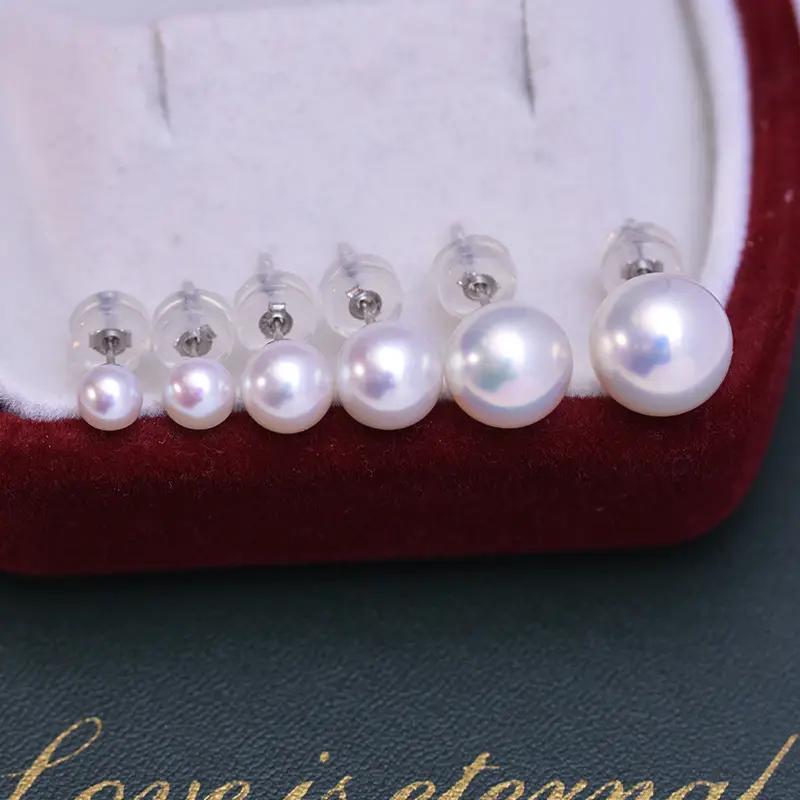 Freshwater Pearl Earrings 4-10mm White Round S925 Silver — feature 11