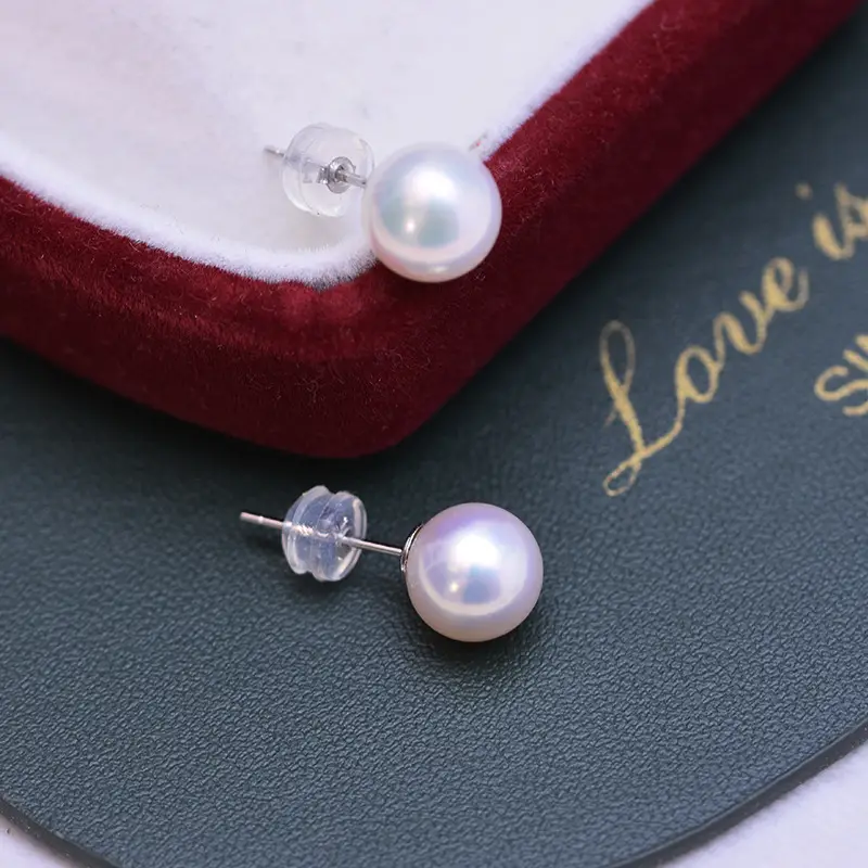 Freshwater Pearl Earrings 4-10mm White Round S925 Silver — feature 7