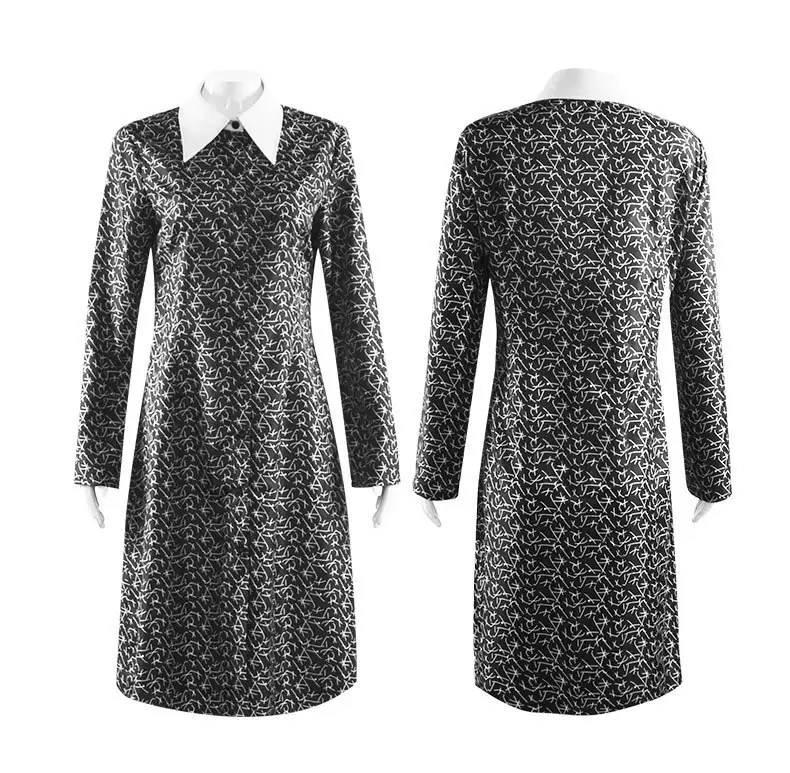 Black Long Sleeve Dress with White Collar for Girls Cosplay — feature 12