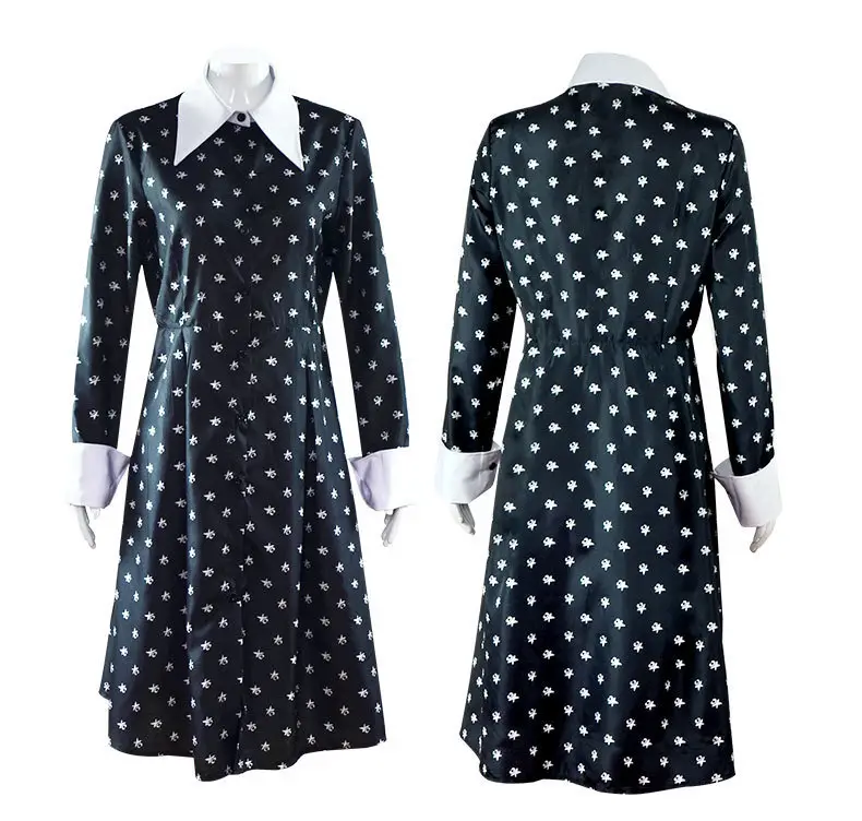 Black Long Sleeve Dress with White Collar for Girls Cosplay — feature 13