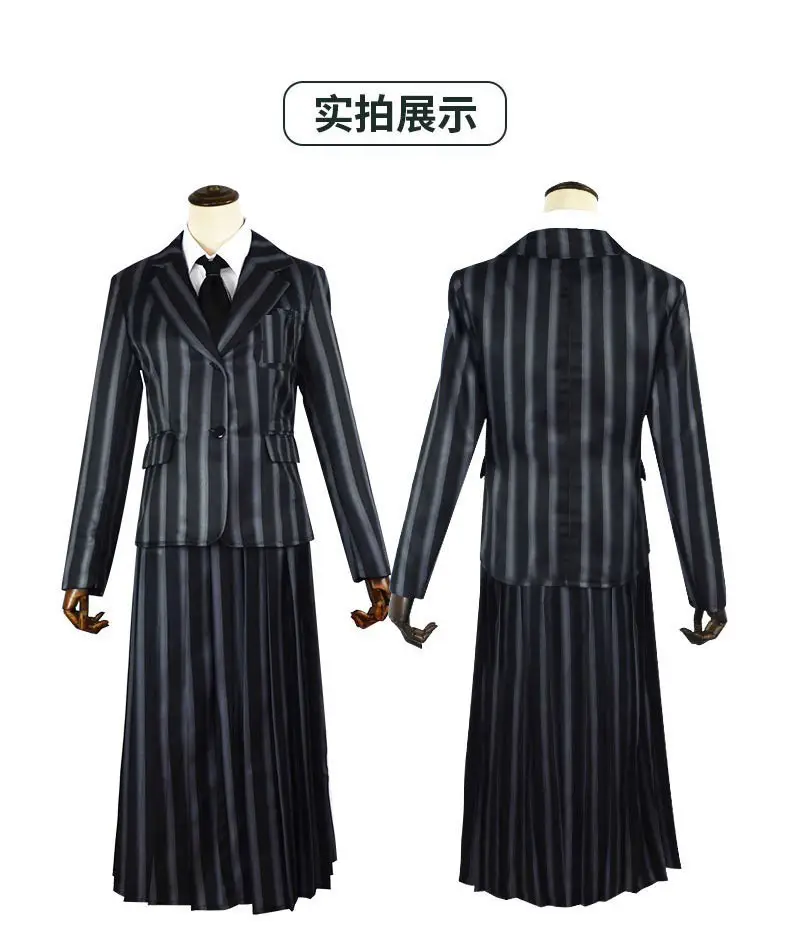 Black Long Sleeve Dress with White Collar for Girls Cosplay — feature 7