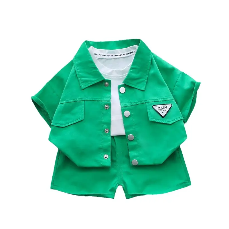 Boys Green Short Sleeve Shirt Suit 2024 - Image 5
