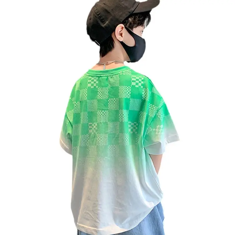 Boys Cotton T-Shirt Medium Blue FL Print - Image 7