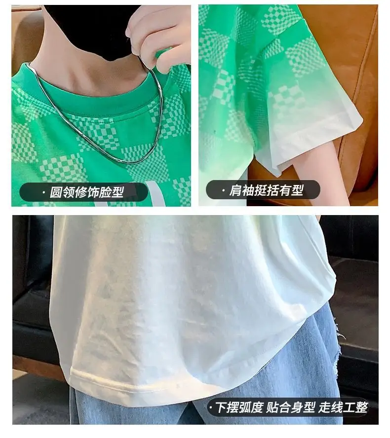 Boys Cotton T-Shirt Medium Blue FL Print — feature 11