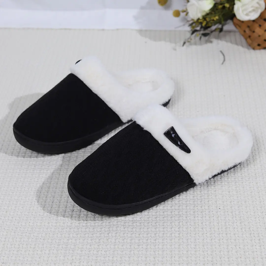 Cross-Border Furry Slippers for Home Autumn and Winter Indoor Non-Slip Thick-Soled Cotton Slippers Warm and Thickened Men's Cotton Slippers for Women