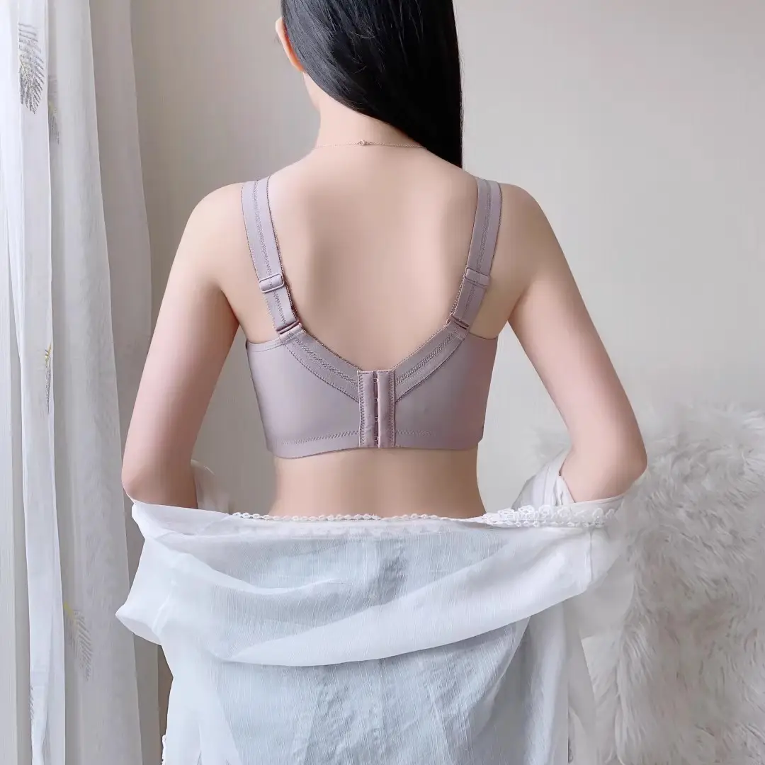 Slimming wireless big chest and small bra thin Full Cup underwear push up breast contracting full bag — feature 3