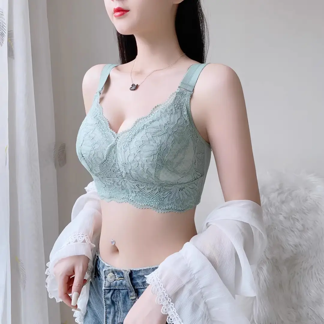 Slimming wireless big chest and small bra thin Full Cup underwear push up breast contracting full bag — feature 6