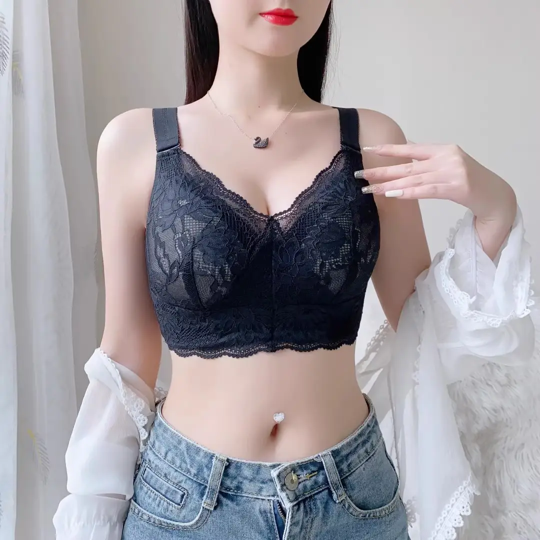 Slimming wireless big chest and small bra thin Full Cup underwear push up breast contracting full bag — feature 8