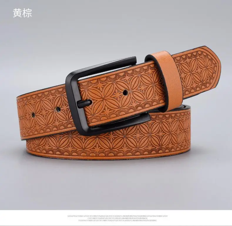 Men's Blue Embossed Zinc Alloy Belt with Buckle — feature 3