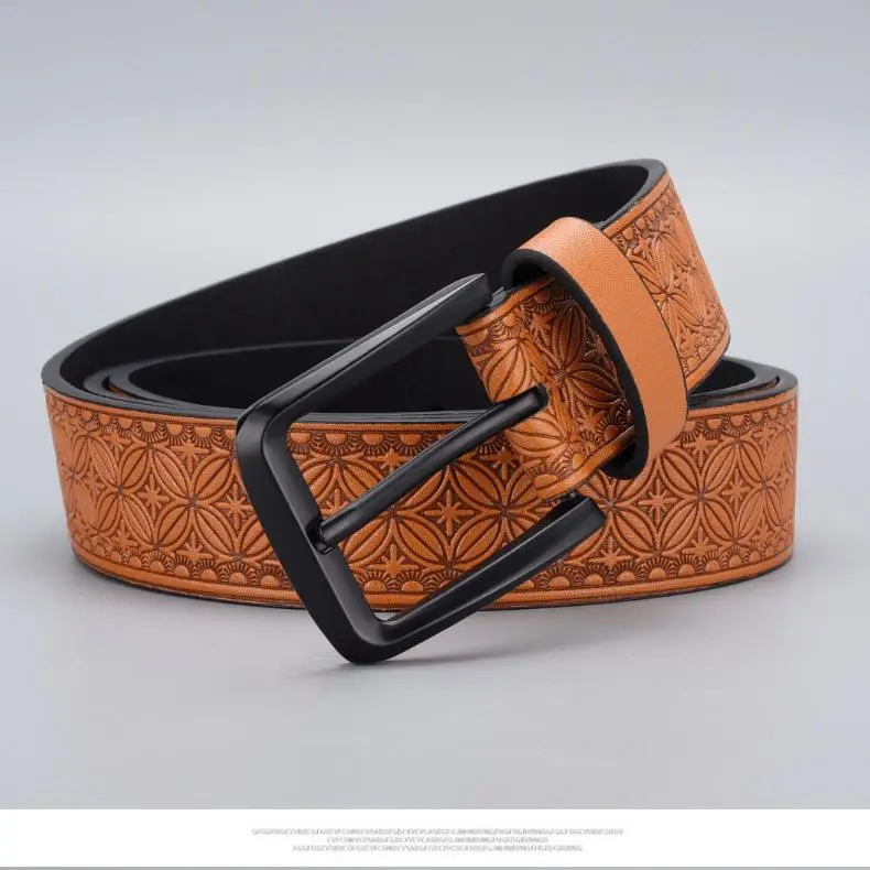 Men's Blue Embossed Zinc Alloy Belt with Buckle — feature 4