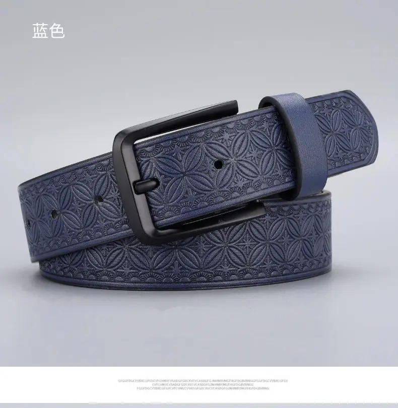 Men's Blue Embossed Zinc Alloy Belt with Buckle — feature 7