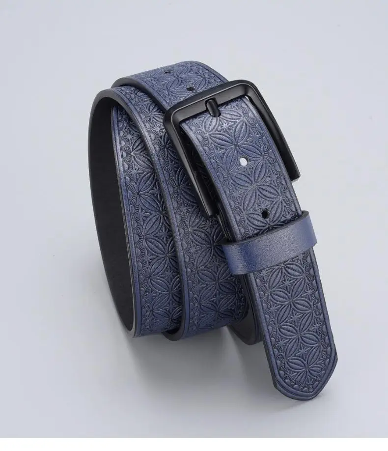 Men's Blue Embossed Zinc Alloy Belt with Buckle — feature 8