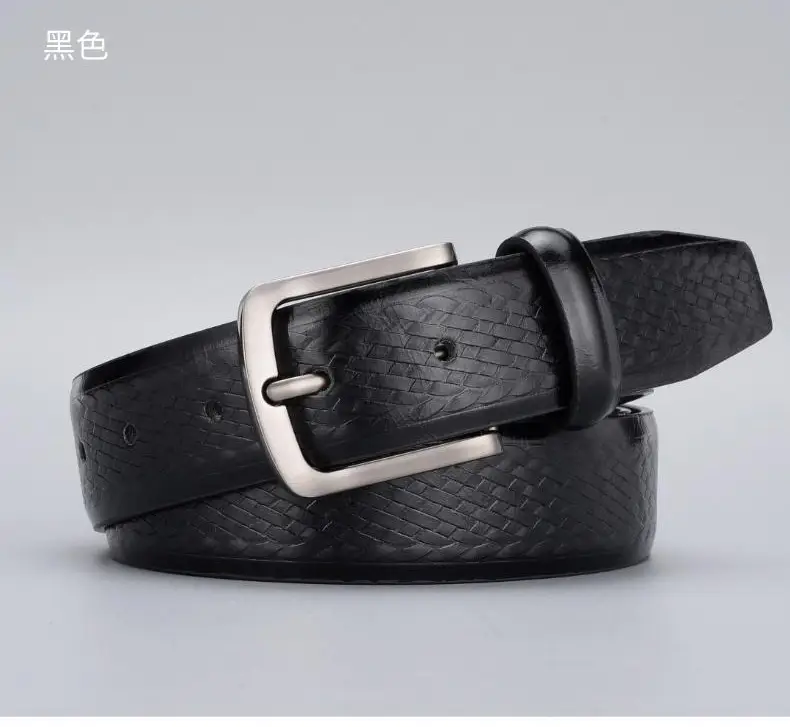 Men's Embossed Brown Belt with Zinc Alloy Buckle β feature 3