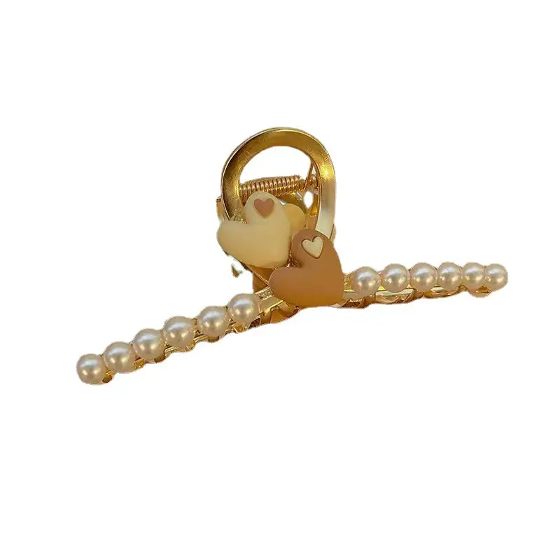 Women's Metallic Pearl Hair Clip Summer Large - Image 9