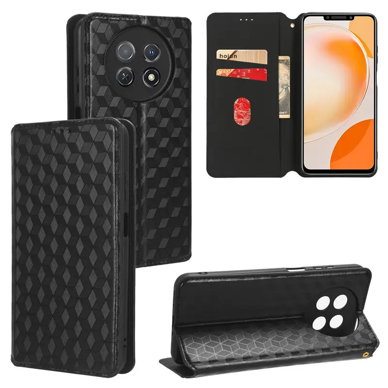 Huawei Nova Y91 Leather Phone Case Black 60x - Image 9