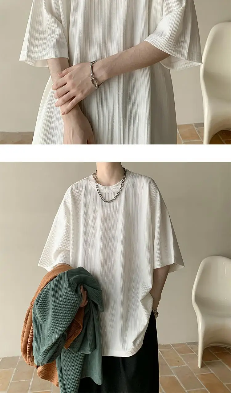 Dark Green Ice Silk T-Shirt Men's Summer Loose Fit — feature 10
