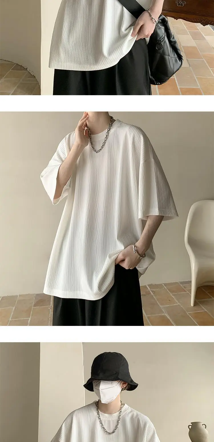 Dark Green Ice Silk T-Shirt Men's Summer Loose Fit — feature 8