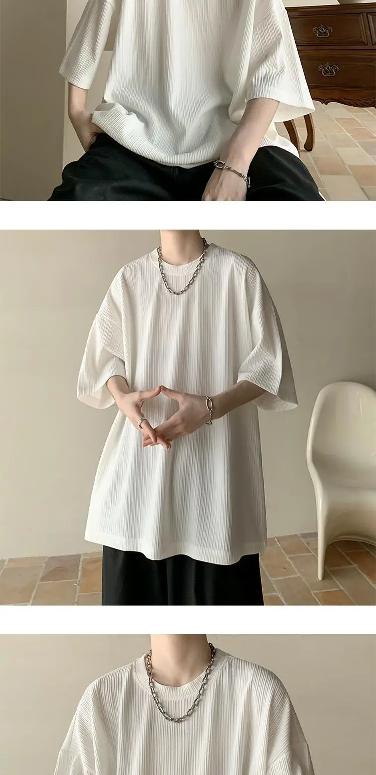 Dark Green Ice Silk T-Shirt Men's Summer Loose Fit — feature 9