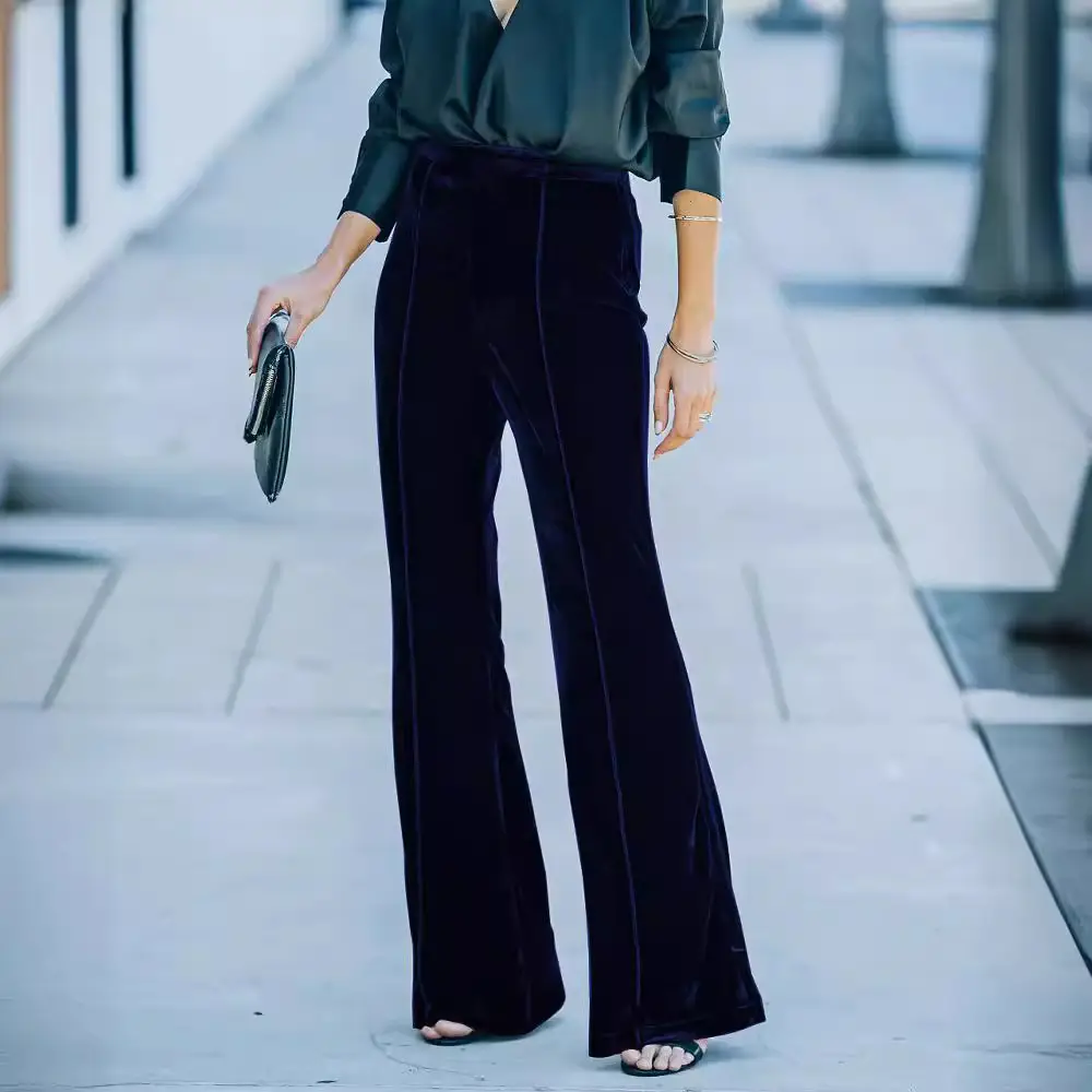 High Waist Velvet Boot Cut Pants for Women 2023 - Image 7