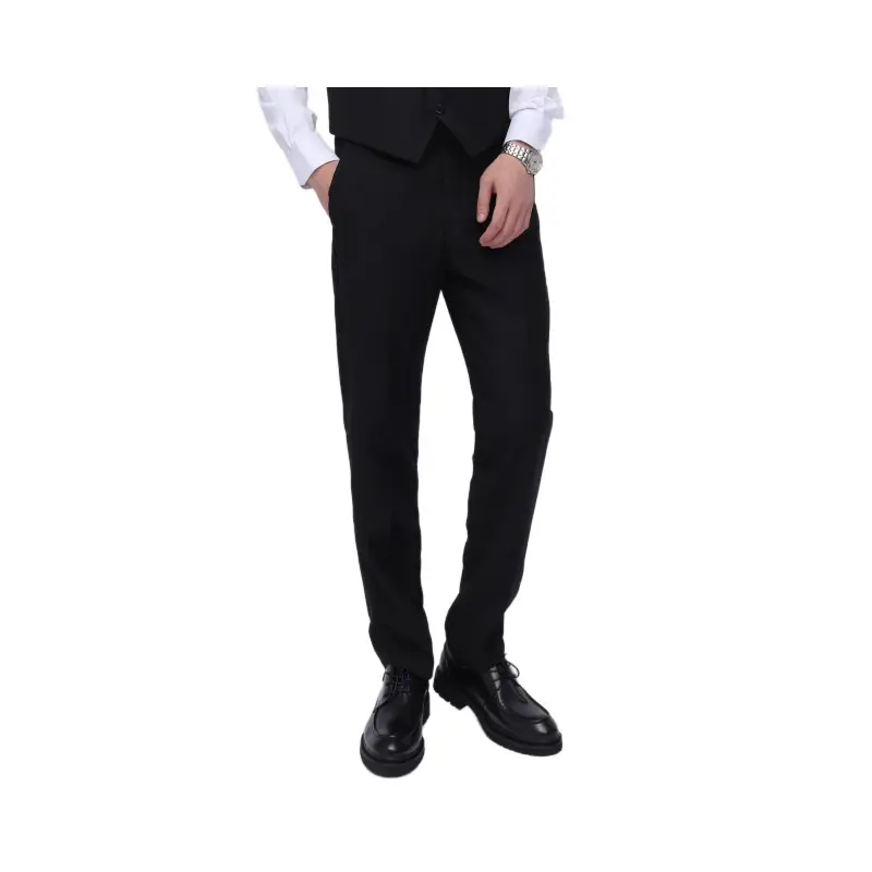Men's Grey Slim Fit Cropped Trousers Business Casual