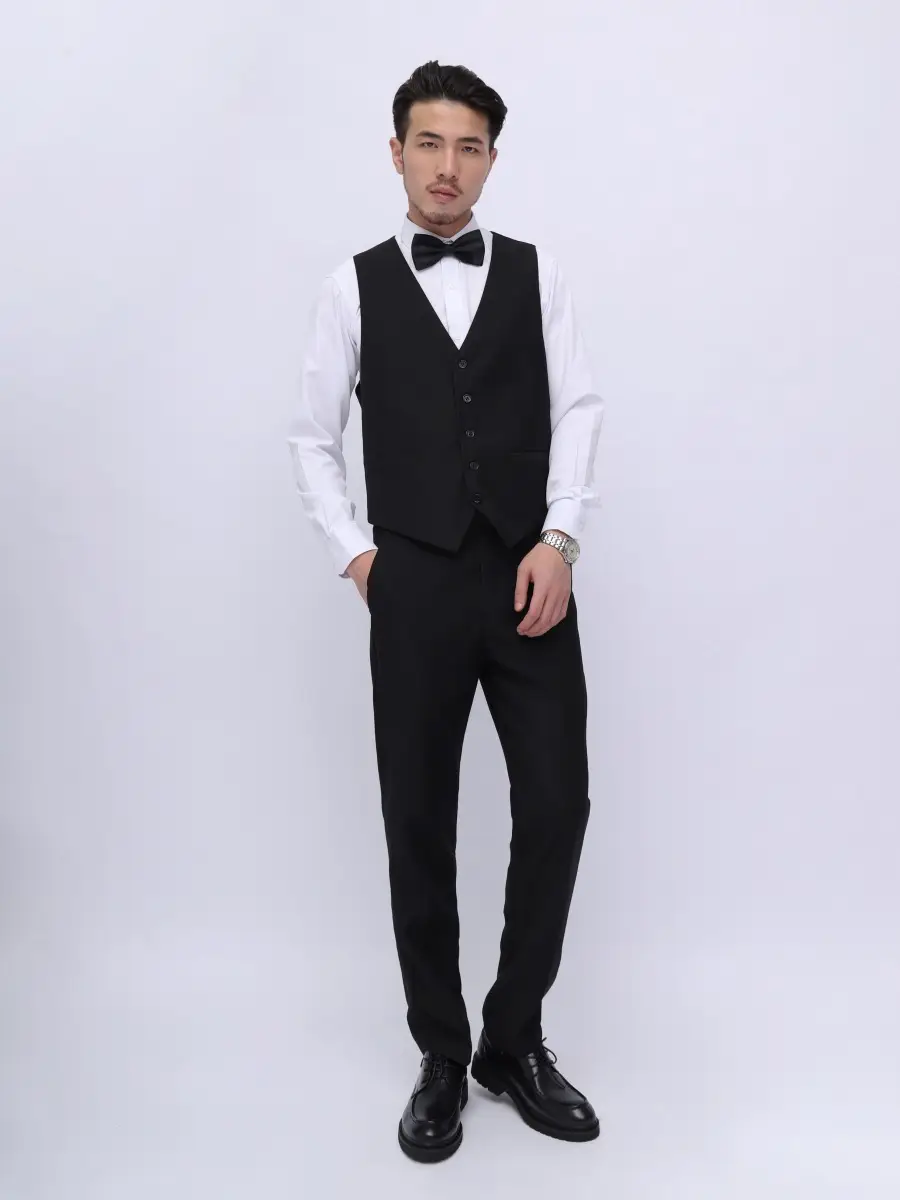 Men's Grey Slim Fit Cropped Trousers Business Casual — feature 6